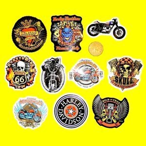 3/$20 Brand New 10x Bikers Harley Davidson Waterproof Stickers